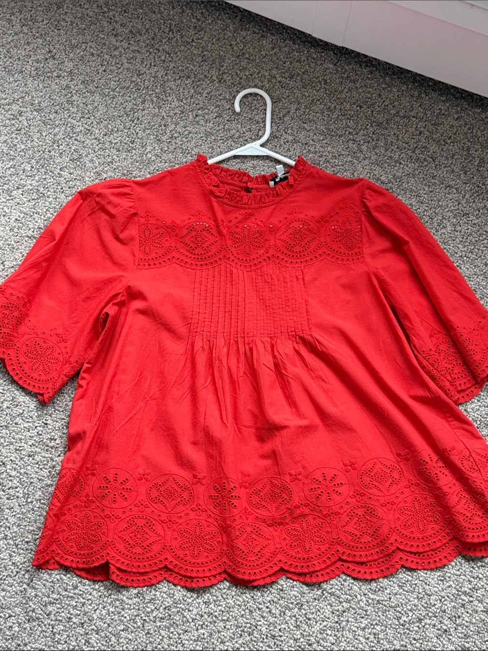 Madewell Red Women's Eyelet Top - M